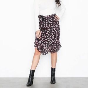 IRO Lingo Printed High-Waist Wrap Skirt Black (14)